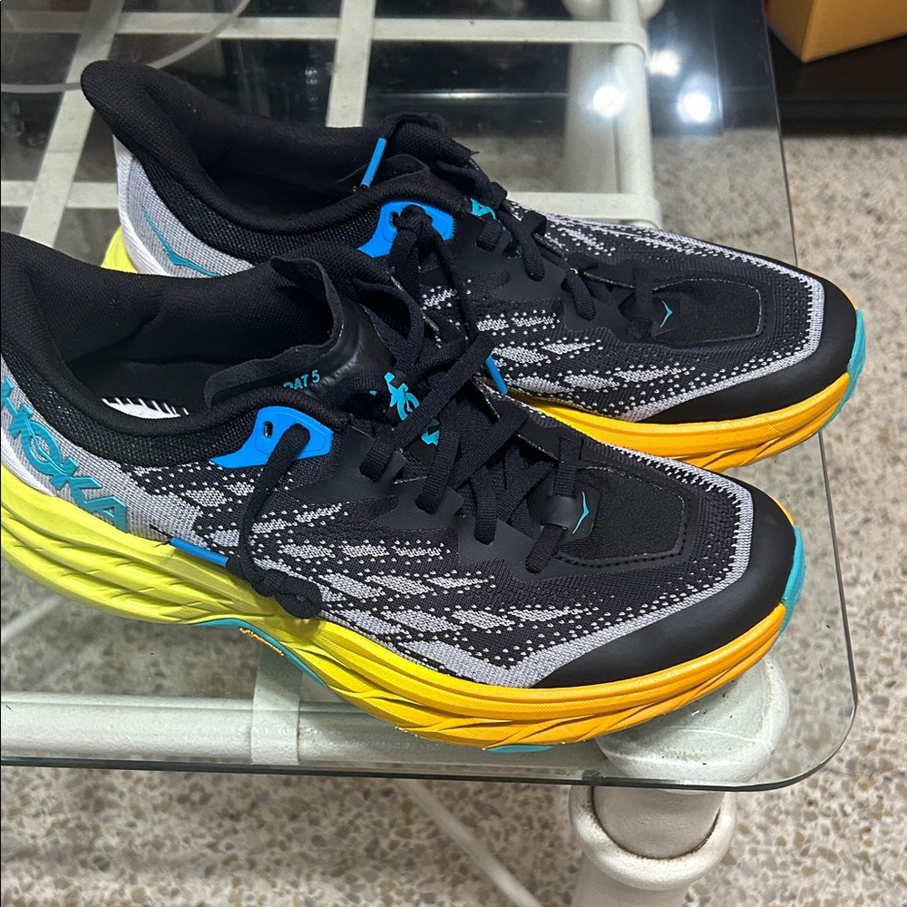 Hoka Black Yellow & Teal Running Shoes